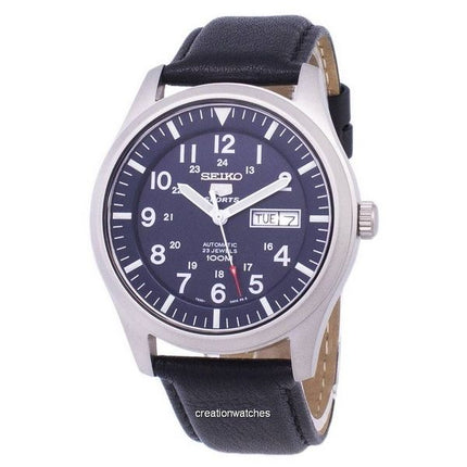 Orologio da uomo Seiko 5 Sports ricondizionato con cinturino in pelle e quadrante blu automatico SNZG11K1-var-LS10 100M