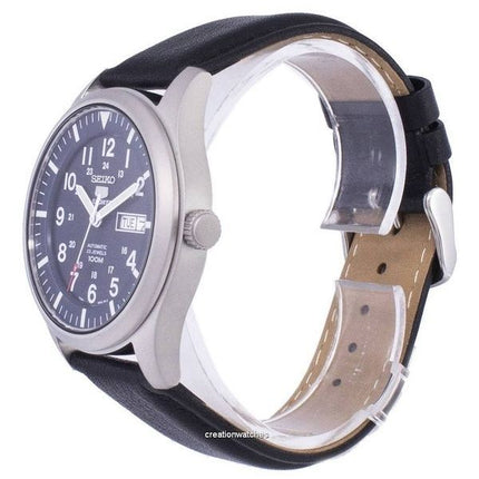 Orologio da uomo Seiko 5 Sports ricondizionato con cinturino in pelle e quadrante blu automatico SNZG11K1-var-LS10 100M