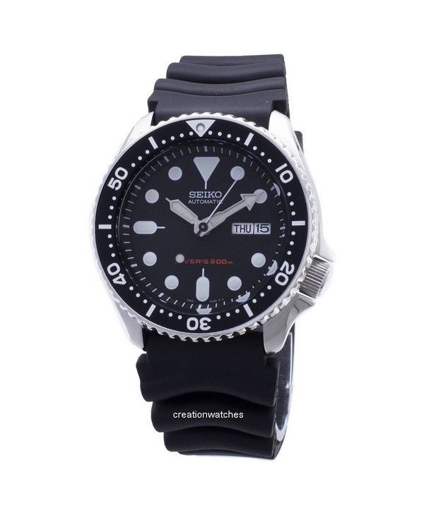 Orologio da uomo Seiko SKX007K1 200M automatico con cinturino in gomma e quadrante nero, ricondizionato
