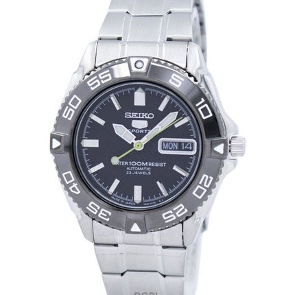 Orologio da uomo Seiko 5 Sports in acciaio inossidabile con quadrante nero, automatico, SNZB23J1, 100 m, ricondizionato