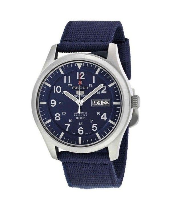 Orologio da uomo Seiko 5 Sports ricondizionato con cinturino in nylon e quadrante blu automatico SNZG11K1 100M