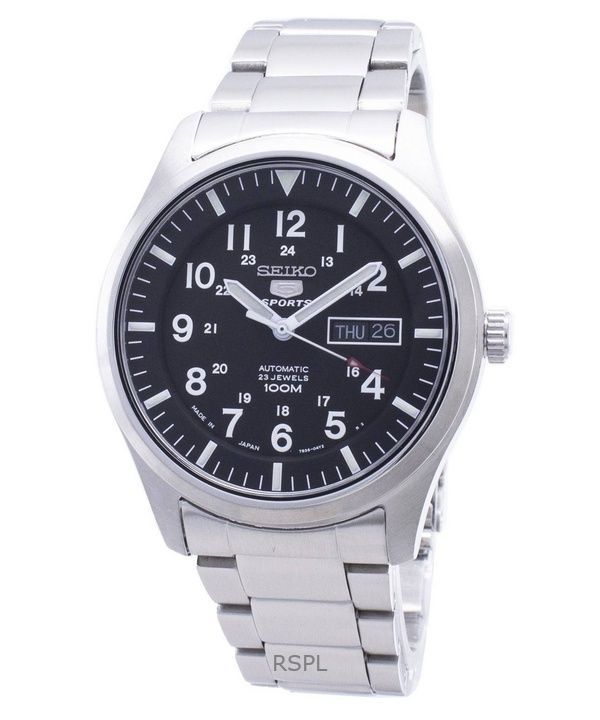 Orologio da uomo Seiko 5 Sports in acciaio inossidabile con quadrante nero, automatico, SNZG13J1, 100 m, ricondizionato