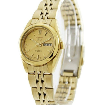 Orologio da donna Seiko 5 Gold Tone in acciaio inossidabile con quadrante dorato, automatico SYMA38K1, ricondizionato