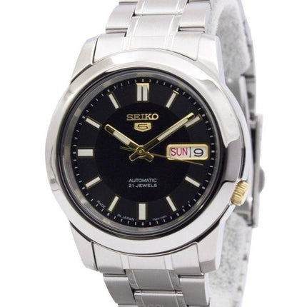 Orologio da uomo Seiko 5 in acciaio inossidabile con quadrante nero automatico SNKK17J1 ricondizionato