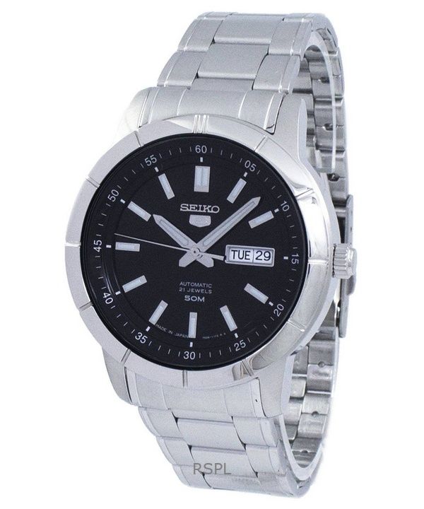 Orologio da uomo Seiko 5 SNKN55J1 automatico con quadrante nero in acciaio inossidabile ricondizionato