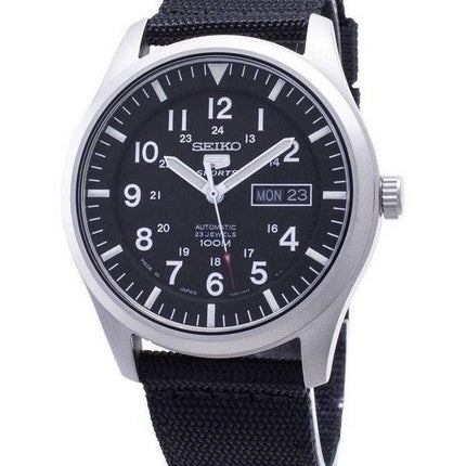 Orologio da uomo Seiko 5 Sports ricondizionato con cinturino in nylon e quadrante nero automatico SNZG15J1 100M