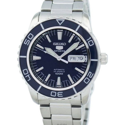 Orologio da uomo Seiko 5 Sports in acciaio inossidabile con quadrante blu, automatico, SNZH53J1, 100 m, ricondizionato