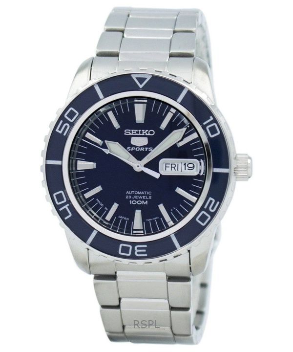 Orologio da uomo Seiko 5 Sports in acciaio inossidabile con quadrante blu, automatico, SNZH53J1, 100 m, ricondizionato