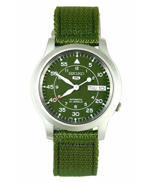 Orologio da uomo Seiko 5 Military Nylon Strap Green Dial Automatic SNK805K2 ricondizionato