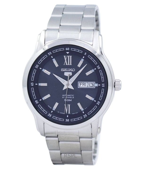 Orologio da uomo Seiko 5 in acciaio inossidabile con quadrante blu automatico SNKP17J1 ricondizionato
