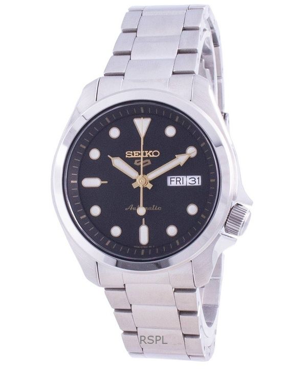 Orologio da uomo Seiko 5 Sports in acciaio inossidabile con quadrante nero, automatico, SRPE57K1, 100 m, ricondizionato