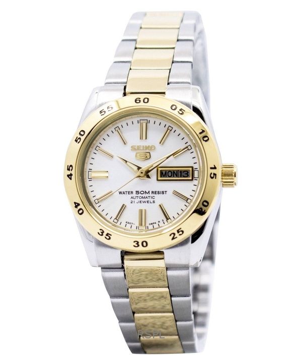 Orologio da donna Seiko 5 Sports bicolore in acciaio inossidabile con quadrante argentato automatico SYMG42K1 ricondizionato