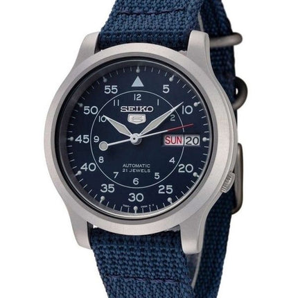 Orologio da uomo Seiko 5 ricondizionato con cinturino in nylon e quadrante blu automatico 21 rubini SNK807K2