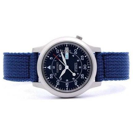 Orologio da uomo Seiko 5 ricondizionato con cinturino in nylon e quadrante blu automatico 21 rubini SNK807K2
