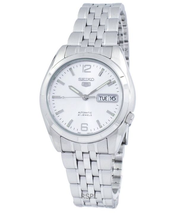 Orologio da uomo Seiko 5 in acciaio inossidabile con quadrante argentato, automatico, 21 rubini, SNK385K1, ricondizionato