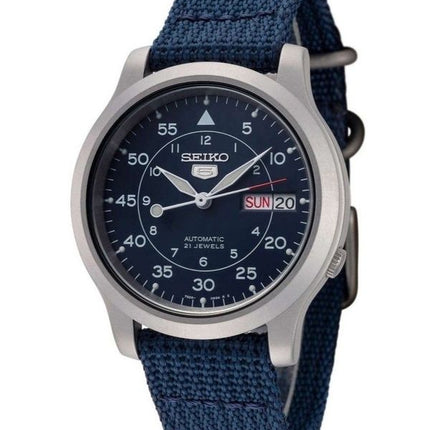 Orologio da uomo Seiko 5 Military con cinturino in nylon, quadrante blu, automatico, 21 rubini, SNK807K2, ricondizionato