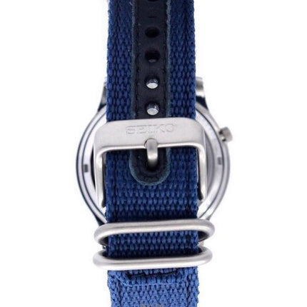 Orologio da uomo Seiko 5 Military con cinturino in nylon, quadrante blu, automatico, 21 rubini, SNK807K2, ricondizionato