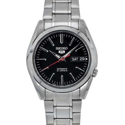 Orologio da uomo Seiko 5 SNKL45J1 automatico con quadrante nero in acciaio inossidabile ricondizionato, 21 rubini
