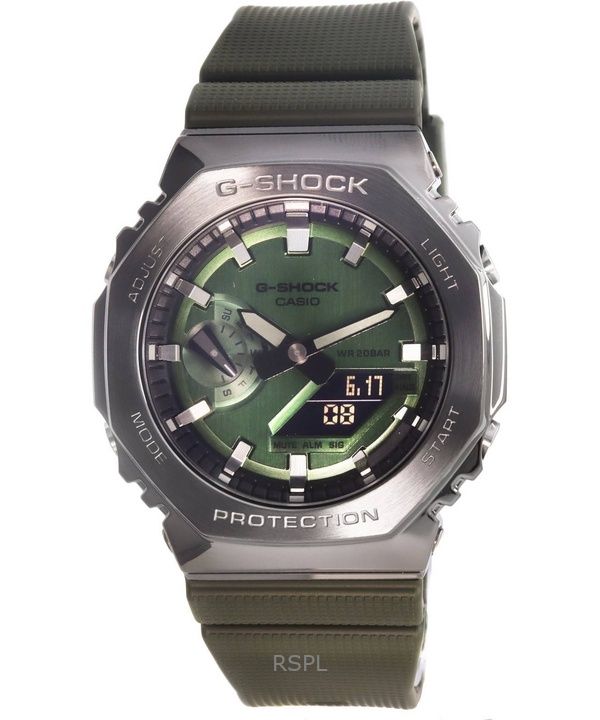 Orologio Casio G-Shock analogico digitale con quadrante verde e cinturino in resina al quarzo GM-2100B-3A 200M da uomo ricondizi