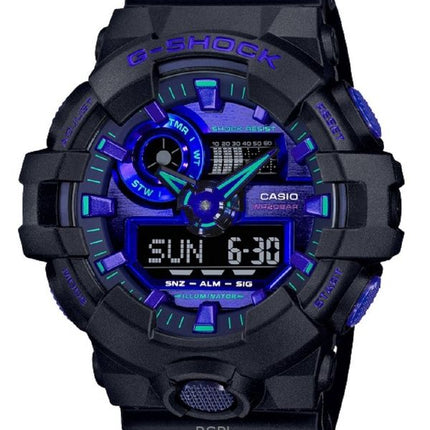 Orologio Casio G-Shock analogico digitale con cinturino in resina quadrante blu al quarzo GA-700VB-1A 200M da uomo ricondizionato