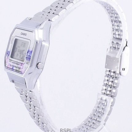 Orologio da donna Casio Vintage Youth Illuminator Digital in acciaio inossidabile al quarzo LA680WA-4C ricondizionato