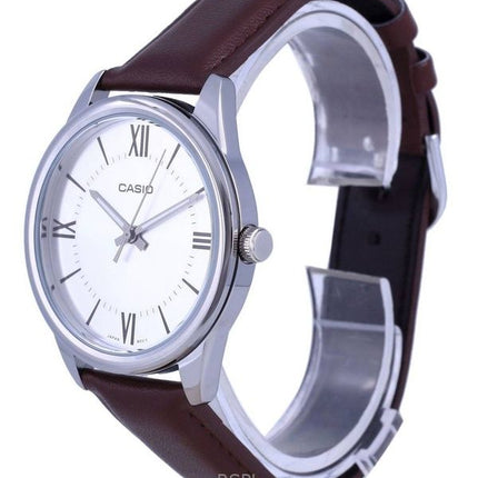 Orologio da uomo Casio Analogico con cinturino in pelle e quadrante argentato al quarzo MTP-V005L-7B5 ricondizionato