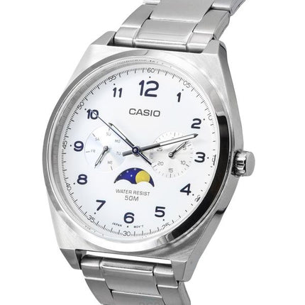 Orologio Casio Standard Analog Moon Phase quadrante bianco al quarzo MTP-M300D-7A da uomo ricondizionato