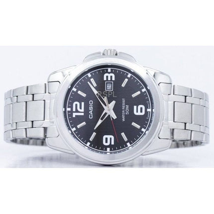 Orologio da uomo Casio Enticer Analogico in acciaio inossidabile con quadrante nero al quarzo MTP-1314D-1AVDF ricondizionato