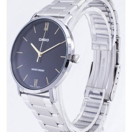 Orologio da uomo Casio Enticer Analogico in acciaio inossidabile con quadrante nero al quarzo MTP-VT01D-1B ricondizionato