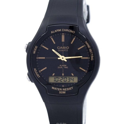 Orologio Casio analogico digitale ricondizionato con cinturino in resina e quadrante nero al quarzo AW-90H-9EVDF da uomo