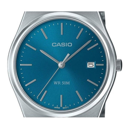 Orologio da uomo Casio Standard Analogico in acciaio inossidabile con quadrante blu al quarzo MTP-B145D-2A2 ricondizionato