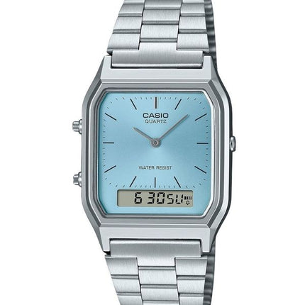 Orologio Casio Vintage Analogico Digitale Acciaio Inossidabile Quadrante Turchese Quarzo AQ-230A-2A1 Unisex Ricondizionato