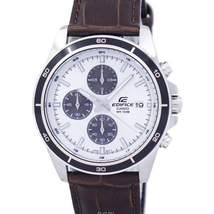 Orologio da uomo Casio Edifice analogico cronografo cinturino in pelle quadrante bianco al quarzo EFR-526L-7AV 100M ricondizionato
