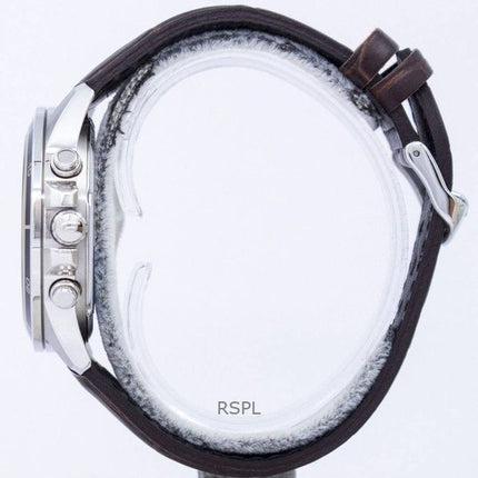 Orologio da uomo Casio Edifice analogico cronografo cinturino in pelle quadrante bianco al quarzo EFR-526L-7AV 100M ricondizionato