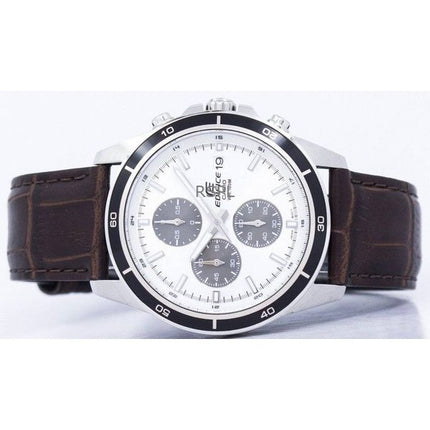 Orologio da uomo Casio Edifice analogico cronografo cinturino in pelle quadrante bianco al quarzo EFR-526L-7AV 100M ricondizionato