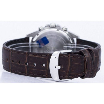 Orologio da uomo Casio Edifice analogico cronografo cinturino in pelle quadrante bianco al quarzo EFR-526L-7AV 100M ricondizionato