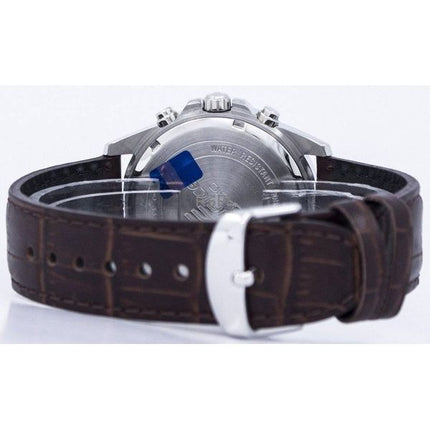Orologio da uomo Casio Edifice analogico cronografo cinturino in pelle quadrante bianco al quarzo EFR-526L-7AV 100M ricondizionato
