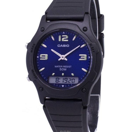 Orologio da uomo Casio analogico digitale con cinturino in resina e quadrante blu al quarzo AW-49HE-2AVDF ricondizionato