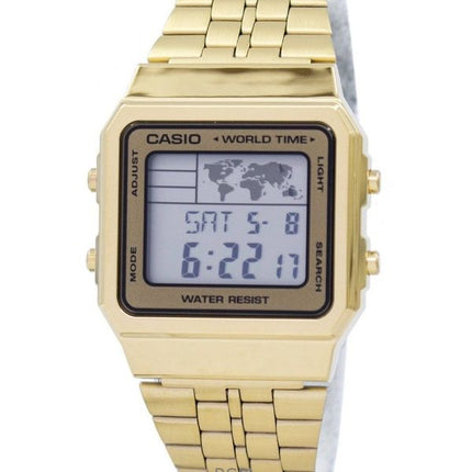 Orologio da uomo Casio Digital Gold Tone Stainless Steel Quartz A500WGA-9DF ricondizionato