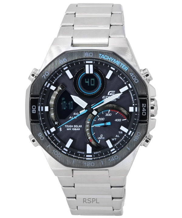 Orologio Casio Edifice Mobile Link ricondizionato, analogico digitale, quadrante grigio, solare ECB-950DB-1A 100M, da uomo