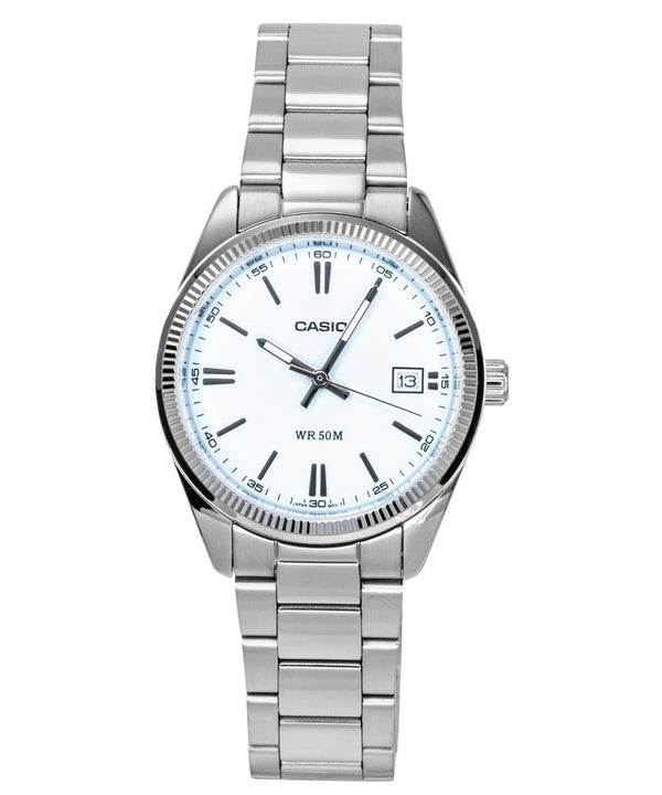 Orologio Casio analogico unisex con quadrante turchese e movimento al quarzo, modello UTP-1302PD-2A2V, in acciaio inossidabile.