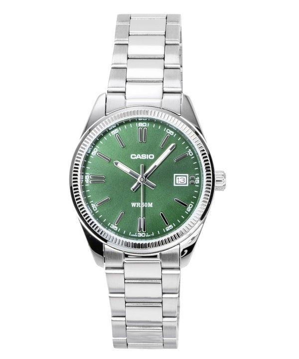 Orologio Casio analogico unisex con quadrante verde in acciaio inossidabile, modello UTP-1302PD-3A1V