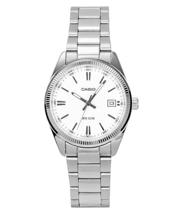 Orologio Casio analogico unisex con quadrante argentato in acciaio inossidabile UTP-1302PD-7AV