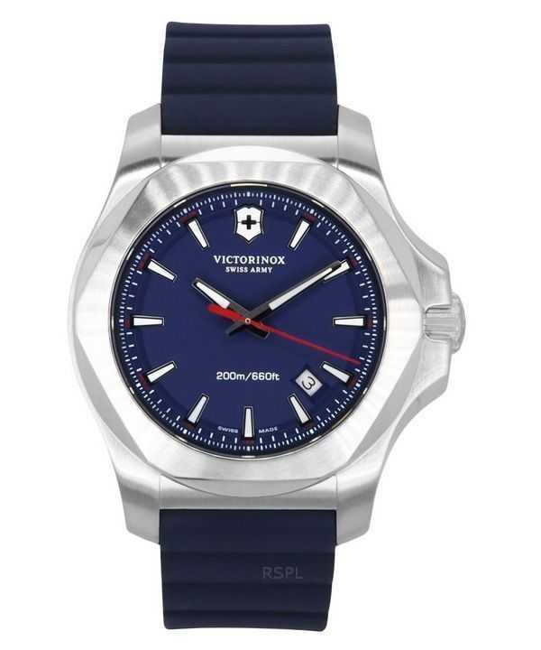 Orologio da uomo Victorinox Swiss Army INOX con cinturino in gomma e quadrante blu al quarzo subacqueo 241688-1 200M