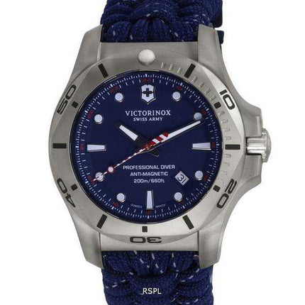 Orologio da uomo Victorinox INOX Nylon quadrante blu Diver's Quartz 241843 200M da uomo