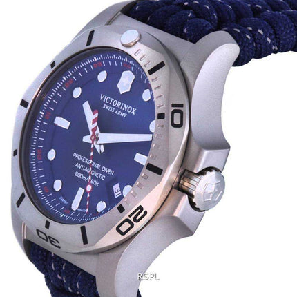 Orologio da uomo Victorinox INOX Nylon quadrante blu Diver's Quartz 241843 200M da uomo