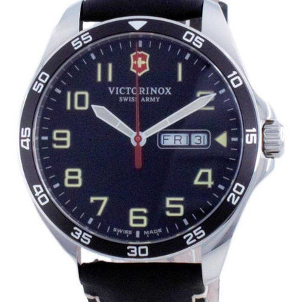 Orologio da uomo Victorinox Fieldforce in pelle con quadrante nero al quarzo 241846 100M