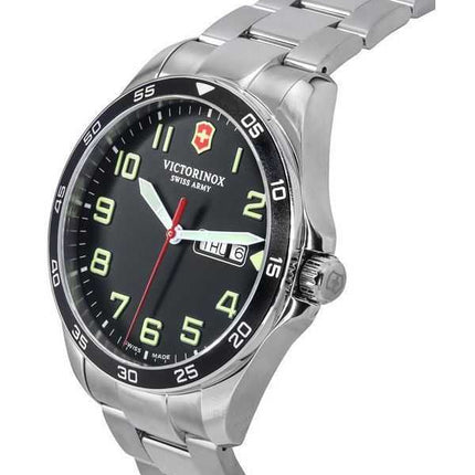 Orologio da uomo Victorinox Swiss Army FieldForce in acciaio inossidabile quadrante nero al quarzo 241849 100M