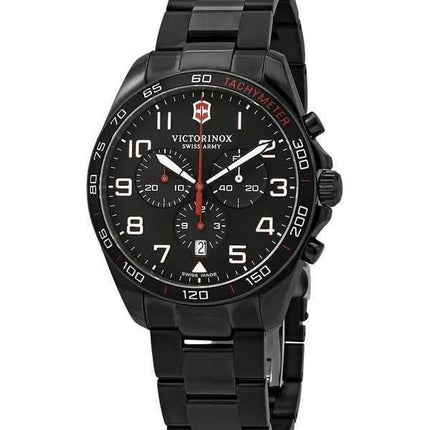 Orologio da uomo Victorinox Swiss Army FieldForce Sport Cronografo in acciaio inossidabile quadrante nero al quarzo 241890 100M