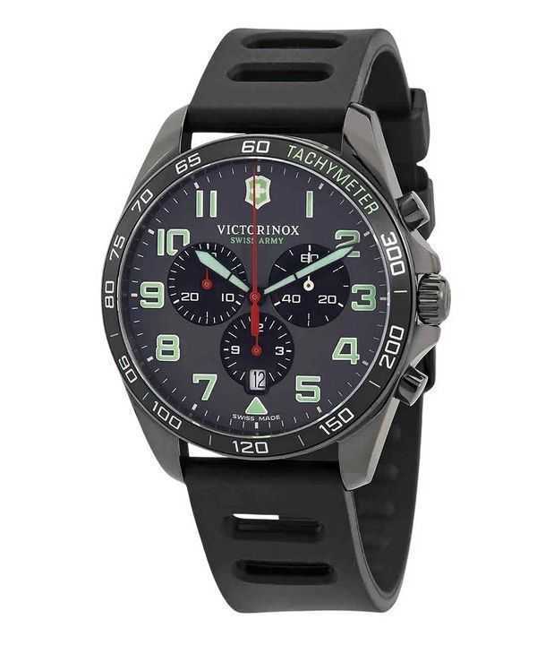 Orologio da uomo Victorinox Swiss Army Fieldforce Sport Cronografo cinturino in caucciù quadrante grigio al quarzo 241891 100M